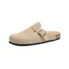 Versão em Couro de Vaca~Sapatos Birkenstock de Couro Genuíno Femininos 2026 Nova Coleção Primavera/Outono Chinelos Fechados para Uso Externo Meio-Chinelos de Solado Grosso Sapatos Individuais Birkenstock