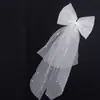 Acessórios de Cabelo para Noivas para Registro de Casamento, Fotografia de Viagem e Fotos de Casamento; Grampo de Cabelo Branco com Laço, Estilo Fresco e Fofo