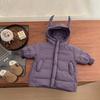 Jaqueta de Penas de Comprimento Médio para Meninos e Meninas Coreanos Inverno 2025 Novo Estilo Estilo Estrangeiro Jaqueta de Inverno Engrossada para Criança Bebê