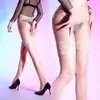 Medias Sexy 3D de Setting de Luz de Moda Falsas de Dos Piezas de Encaje Hasta la Rodilla Sedosas Sin Costuras Cintura Flotante Medias de Seda para Mujer