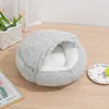 Nido de gato nido cálido perro pequeño perro concha invierno semi-cerrado otoño alfombrilla cama para gato cama cálida para gato##