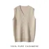 Chaleco de Cachemira con Cuello en V para Hombre de Otoño e Invierno, Chaqueta Gruesa de Punto sin Mangas Calibre 7, Suéter de Cachemira Talla Grande
