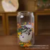 Taza de Doble Capa de Vidrio de Borosilicato Resistente al Calor Creativa Transfronteriza Taza de Flores Secas Taza para Desayuno Leche Café Taza para Beber para el Hogar