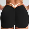 Pantalones Cortos de Yoga Sin Costuras de Alta Elasticidad con Arrugas Laterales para Mujer, de Cintura Alta, Moldeadores de Cintura, Reductores de Abdomen, Realzadores de Glúteos, Moldeadores de Glúteo de Durazno, Nuevo Producto Transfronterizo