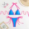 Nuevo Traje de Baño de Dos Piezas de Venta Caliente Europeo y Americano Traje de Baño Bikini Sexy de Tres Puntos con Combinación de Colores Transfronterizo Transfronterizo