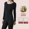 Ropa interior térmica de terciopelo para mujer, top básico sin costuras, traje de pantalones largos de otoño e invierno, engrosado con forro polar