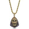 Collar con colgante de calavera de circonita cúbica, estilo hip hop, popular en Europa y América, para hombre.
