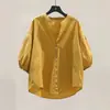 Camisa de Estilo Simple y Casual Transfronteriza Europea y Americana con Mangas de Linterna, Corte Holgado, Adelgazante, Camisa Básica de Trabajo para Usar en Capas
