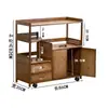 Gabinete de Té Móvil Gabinete Lateral de Cocina Estante para Té Estante Cubo Estante de Almacenamiento de Madera Maciza de Bambú Mesa Lateral de Mesa de Té
