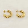 Pendientes de acero de titanio con torsión europea y americana transfronterizos para mujer, chapado al vacío, acero inoxidable 18K, pendientes gruesos retorcidos de moda para mujer