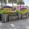 Caixa de Flores de Aço Inoxidável para Exterior Rua Comercial Vaso de Flores Móvel Departamento de Vendas Canteiro de Flores Calha de Flores Retangular de Ferro Suporte para Flores para Plantio de Flores