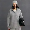 Suéter de Cachemira para Bebé Suéter de Mujer con Media Cremallera y Solapa Diseño Trenzado Manga Larga Prenda Base Lana Suave y Sedosa Otoño e Invierno Nuevo