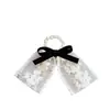 Goma para el pelo de encaje dulce con perlas y colgante de lazo estilo francés, para moño de niña, Cuerda elegante para coleta