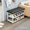 Gabinete Sencillo de Múltiples Niveles para Guardar Zapatos para la Entrada del Hogar, con Asiento, Cojín Suave de Hierro Forjado, Banco Multifuncional para Zapatos