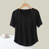 Camiseta Modal de manga curta feminina verão 2024 Novo tamanho grande Moda solta All-match Base Thin Top Round Neck