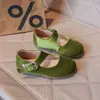 Zapatos Mary Jane estilo retro de dopamina para niñas, planos con hebilla, punta redonda, bailarinas versátiles, moda infantil