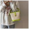 Bolso tejido de color contrastante de nicho bolsos de hombro cruzado estilo occidental simple de moda bolso de mano grande de nueva capacidad