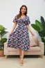 Vestido Bohemio Amazon 2025 Nuevo Vestido Estampado de Cuello en V con Falda Acampanada Sexy con Lazos Vestido de Gasa para Viajes