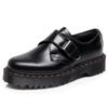 Zapatos Bajos de Cuero Pequeños de Suela Gruesa Transfronterizos 1461 para Mujer con Hebilla Bajos de Cuero Genuino Versátiles Casuales Estudiante Británico Suelas de Plataforma