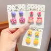 Lindos Clips de Oreja de Dibujos Animados para Niños Sin Perforación Orejas Niñas Orejeras de Conejo Fresa Accesorios de Pendientes No Lastiman los Oídos Accesorios Colgantes de Pendientes de Frutas
