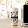 Taza térmica de café con revestimiento de cerámica para hombre, taza doble roja china para acompañar bebidas, taza de separación de agua y té, portátil para niñas
