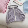 Chaqueta para Niñas Primavera y Otoño Nuevo Estilo Sudadera con Capucha y Cremallera Infantil para Niños Mayores Estilo Coreano Cárdigan Suave Top Deportivo