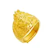 Anillo Abierto de Dragón para Hombre Moda Vietnamita Oro Oro Anillo Abierto de Dragón Chapado en Cobre 999 Oro Accesorios Puesto Suministro Mayorista
