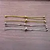 Pulsera de Acero Inoxidable Dorada, Negra y Oro Rosa con Perlas, de Empujar y Tirar, con Cadena de Extensión de Perlas de Goma Elástica Ajustable, Joyería DIY