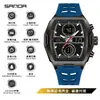 Reloj Estudiante Sanda Deportes al Aire Libre Repetición Doble Pantalla Forma de Barril para Estudiantes de Secundaria y Preparatoria Reloj Electrónico Multifuncional