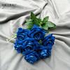 Simulação de 7 cabeças de veludo rosa tufo de veludo rosa arranjo de flores de casamento decoração de mesa decoração de interiores para casa atacado
