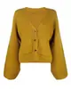 Amazon Transfronterizo Abrigo Suéter para Mujer Otoño e Invierno 2025 Nuevo Casual Color Sólido Cuello en V Cintura Alta Bolsillo de Punto Cárdigan