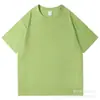 Camiseta de algodón puro de hombros caídos de 200 g, manga corta, unisex, top liso, estilo coreano, moderno y versátil, con bordado de logo, adecuada para uniformes escolares y ropa de trabajo.