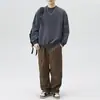 Roupas Masculinas Fengshe / Nova Primavera e Outono Jeans Tricotado Retrô Japonês Gola Lapela Manga Longa Desgastado Lavado Solto Moletom