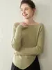 Suéter Interior Otoño e Invierno Cuello Redondo Color Sólido Jersey Suéter de Cachemira Camiseta de Punto Base Top de Cintura Manga Larga para Mujer Grueso