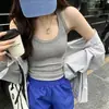 Camiseta deportiva tipo top de chica picante estilo americano, camiseta sin mangas holgada con espalda cruzada para mujer, adecuada para usar en capas o sola, diseño liso, venta al por mayor, diseño gratuito