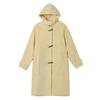 Sobretudo de Lã Feminino Outono e Inverno Novo Nicho Estilo Preppy Pequeno Solto Longo com Capuz Botão de Chifre Sobretudo de Lã