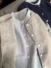 Cárdigan de punto gris estilo coreano, suave y cómodo, con bloques de color patchwork, imitación de dos piezas, suéter de Outerwear casual para mujer de otoño