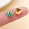 Aleación de Zinc Esmaltada Multicolor Base de Flor Espaciador Patrón Vintage Pulsera de Perlas DIY Accesorios de Joyería al por Mayor