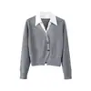 Novedad de Principios de Primavera 2026: Suéter de Punto para Mujer Elegante y a la Moda con un Diseño que Parece de Dos Piezas, con Cuello de Solapa, Elegante y Rejuvenecedor, Top Adelgazante