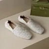 Mocasines tejidos de cuero completo por dentro y por fuera para mujer, zapatos de boca profunda, nuevos para primavera, puntera cuadrada, zapatos planos de cuero suave, zapatos de vestir para mujer, moda