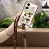 Adecuado para Funda de Teléfono Móvil Huawei Diagonal Moderna de Silicona Creativa con Correa de Muñeca Refrigerante Cubierta Suave de Borde Completo Nueva Bolso de Hombro Versión Q