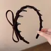 Faixa de Cabelo de Veludo com Laço Estilo Coreano para Mulheres 2025 Nova Coroa Alta Faixa para Lavar o Rosto com Dentes, Antiderrapante, Não Apertada Acessório de Cabelo