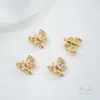 Pulsera DIY de Perlas con Abalorios Espaciadores de Zirconio de Colores Rellenos de Oro de 14 Quilates que Conservan el Color, Mariposa Abeja, Agujero Doble, Fila Doble, Agujero Triple, Fila Triple