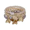 Pulsera bohemia multicapa de cristal de moda transfronteriza con colgante de hoja y cordón elástico, disponible para venta al por mayor del fabricante