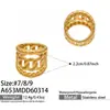 Anel Vazado Europeu e Americano Transfronteiriço Ins Design Exagerado em Aço Inoxidável Banhado a Ouro 18K Acessório Versátil Simples e Estiloso