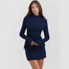 Vestido de otoño transfronterizo, nuevo, sexy, sexy, con bolso a la cadera, elegante, ajustado, de manga larga, ropa para mujer europea y americana
