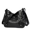 Bolso de Hombro para Mujer Comercio Exterior Nuevo Cuero Suave Moda Versátil Doble Capa Bandolera Estilo Coreano Gran Capacidad Cuero Lavado Bolso Pequeño