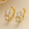 Aogu Venda Cruzada Popular Simples Acessível Luxo Banhado a Ouro 18K Coração Zircônia Geométrico Brincos Femininos Nicho High-End