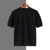 Top de Manga Corta Lana Giratoria Delgado de Manga Corta para Hombre Cuello Redondo Tejido de Punto Manga Corta Verano Nueva Llegada Primera Línea Wafer Seda de Morera