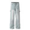 Estilo Americano High Street Vibe Estilo Jeans Azules de Pierna Recta para Hombres y Mujeres Nueva Moda Marca de Moda Ruffian Shuai Pantalones de Calle Estilo Fried para Hombres y Mujeres